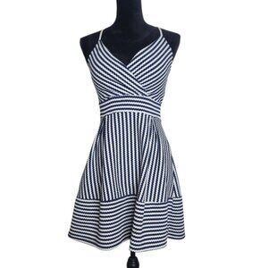 Charlotte Russe Nautical Sailor Navy Blue Flare Skater Dress